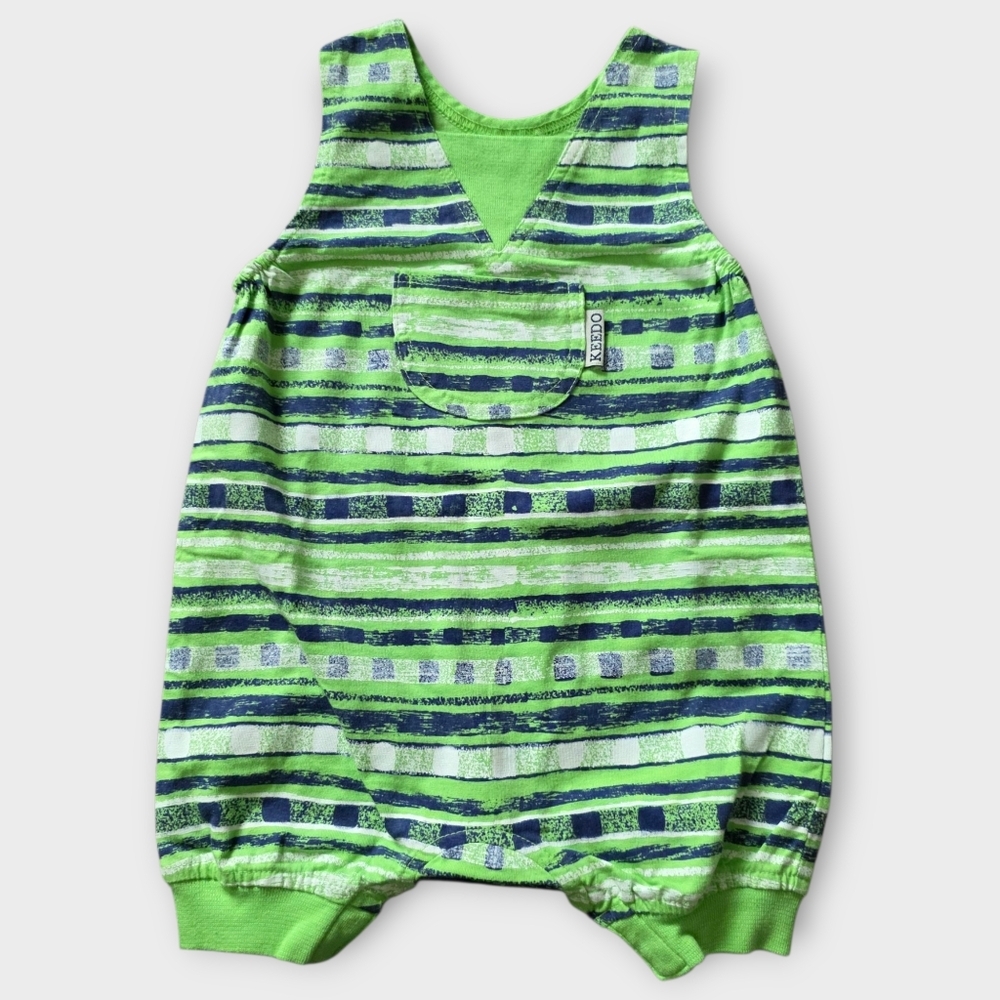 Keedo Baby Romper 3-6 Months Green Striped 100% Cotton Made in South Africa